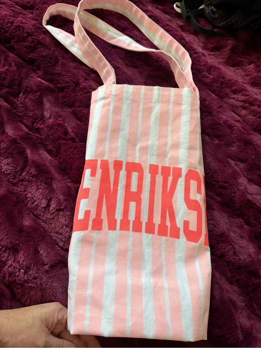 Henriksen Pink Stripe Canvas Tote Bag never used